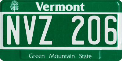 VT license plate NVZ206
