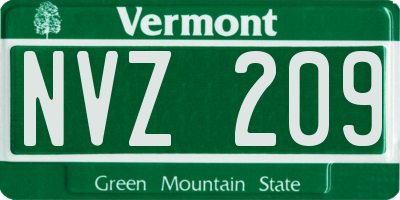 VT license plate NVZ209