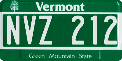 VT license plate NVZ212