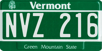 VT license plate NVZ216