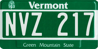 VT license plate NVZ217