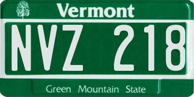 VT license plate NVZ218