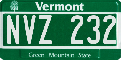 VT license plate NVZ232