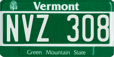 VT license plate NVZ308