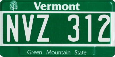 VT license plate NVZ312