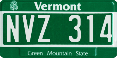 VT license plate NVZ314