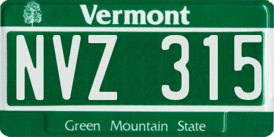 VT license plate NVZ315