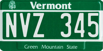 VT license plate NVZ345