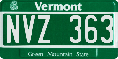VT license plate NVZ363