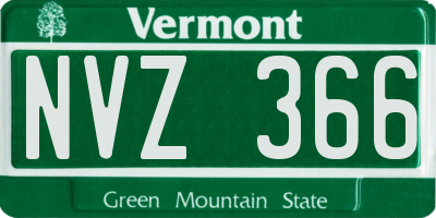 VT license plate NVZ366