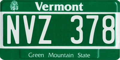 VT license plate NVZ378