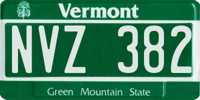 VT license plate NVZ382