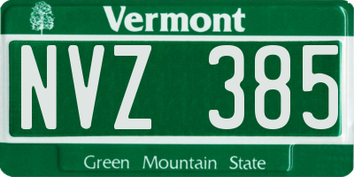 VT license plate NVZ385
