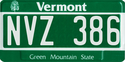 VT license plate NVZ386