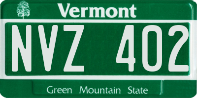 VT license plate NVZ402
