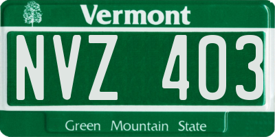 VT license plate NVZ403