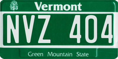 VT license plate NVZ404