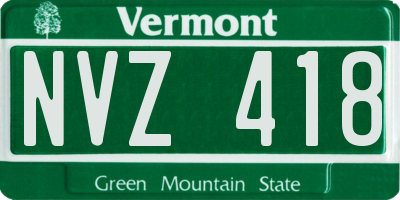 VT license plate NVZ418