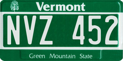 VT license plate NVZ452