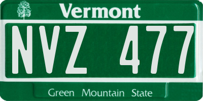 VT license plate NVZ477