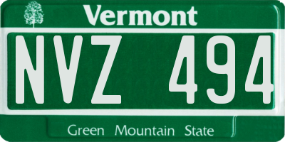 VT license plate NVZ494