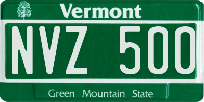 VT license plate NVZ500