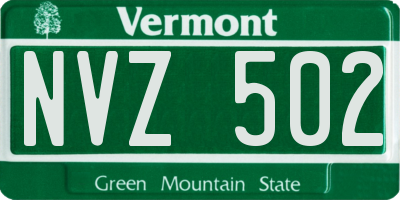 VT license plate NVZ502