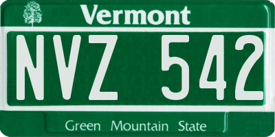 VT license plate NVZ542