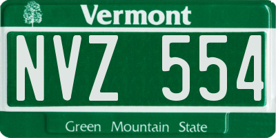 VT license plate NVZ554