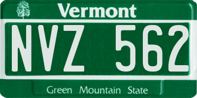 VT license plate NVZ562