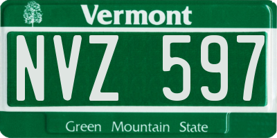VT license plate NVZ597