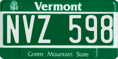 VT license plate NVZ598