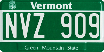 VT license plate NVZ909