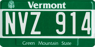 VT license plate NVZ914