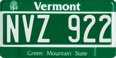 VT license plate NVZ922