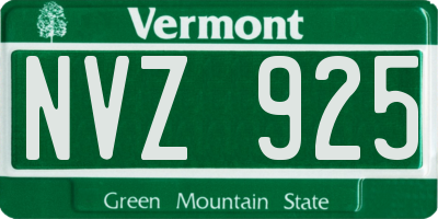 VT license plate NVZ925