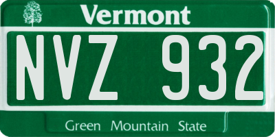 VT license plate NVZ932
