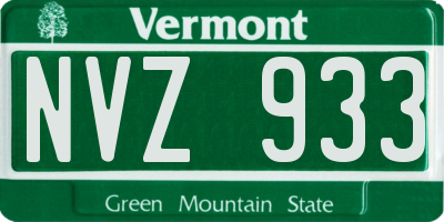 VT license plate NVZ933