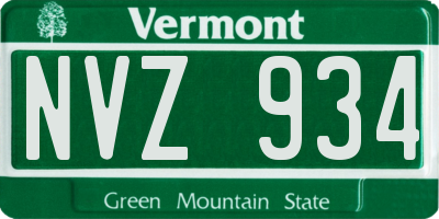VT license plate NVZ934