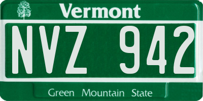 VT license plate NVZ942