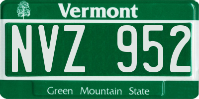 VT license plate NVZ952