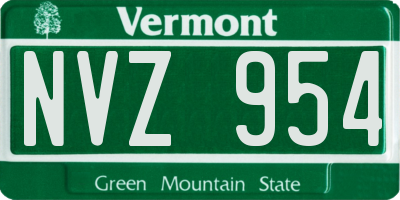 VT license plate NVZ954