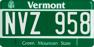 VT license plate NVZ958