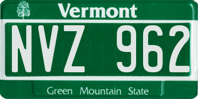 VT license plate NVZ962