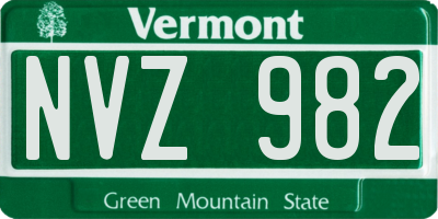 VT license plate NVZ982