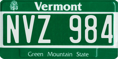 VT license plate NVZ984