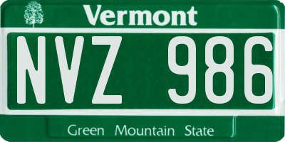 VT license plate NVZ986
