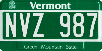 VT license plate NVZ987