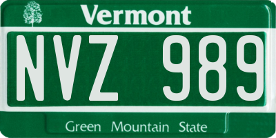 VT license plate NVZ989