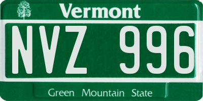 VT license plate NVZ996